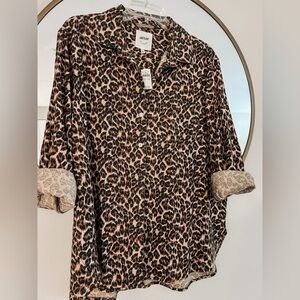 NWT Aerie animal print button down shirt